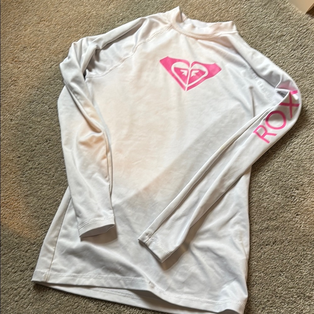 Roxy White and Pink Women's Swim Top